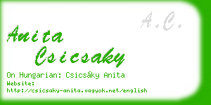 anita csicsaky business card