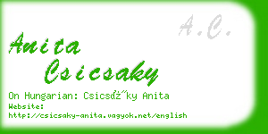 anita csicsaky business card